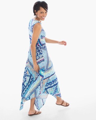 Handkerchief Hem Mixed-Media Dress