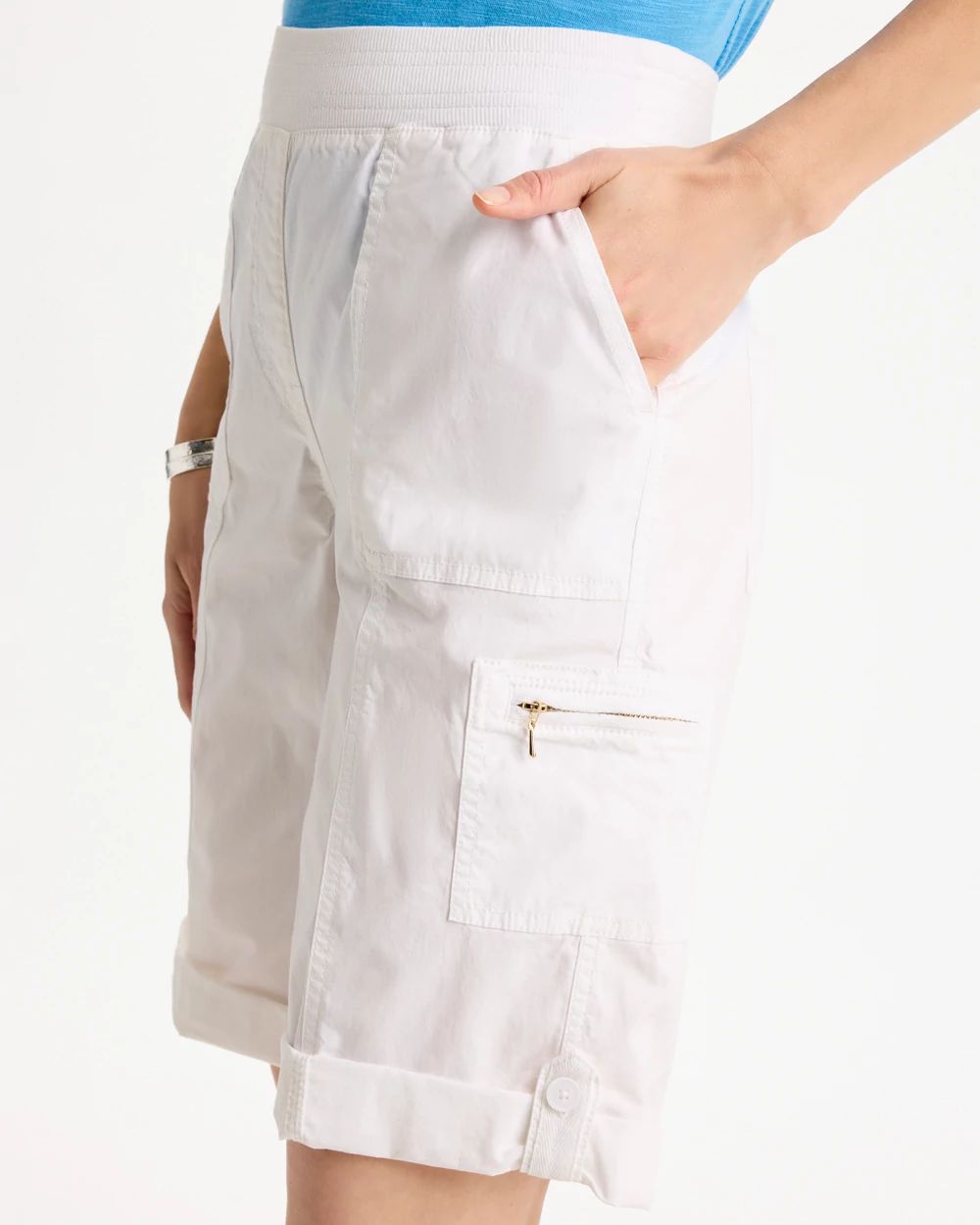 Poplin Cotton Roll-Tab Shorts