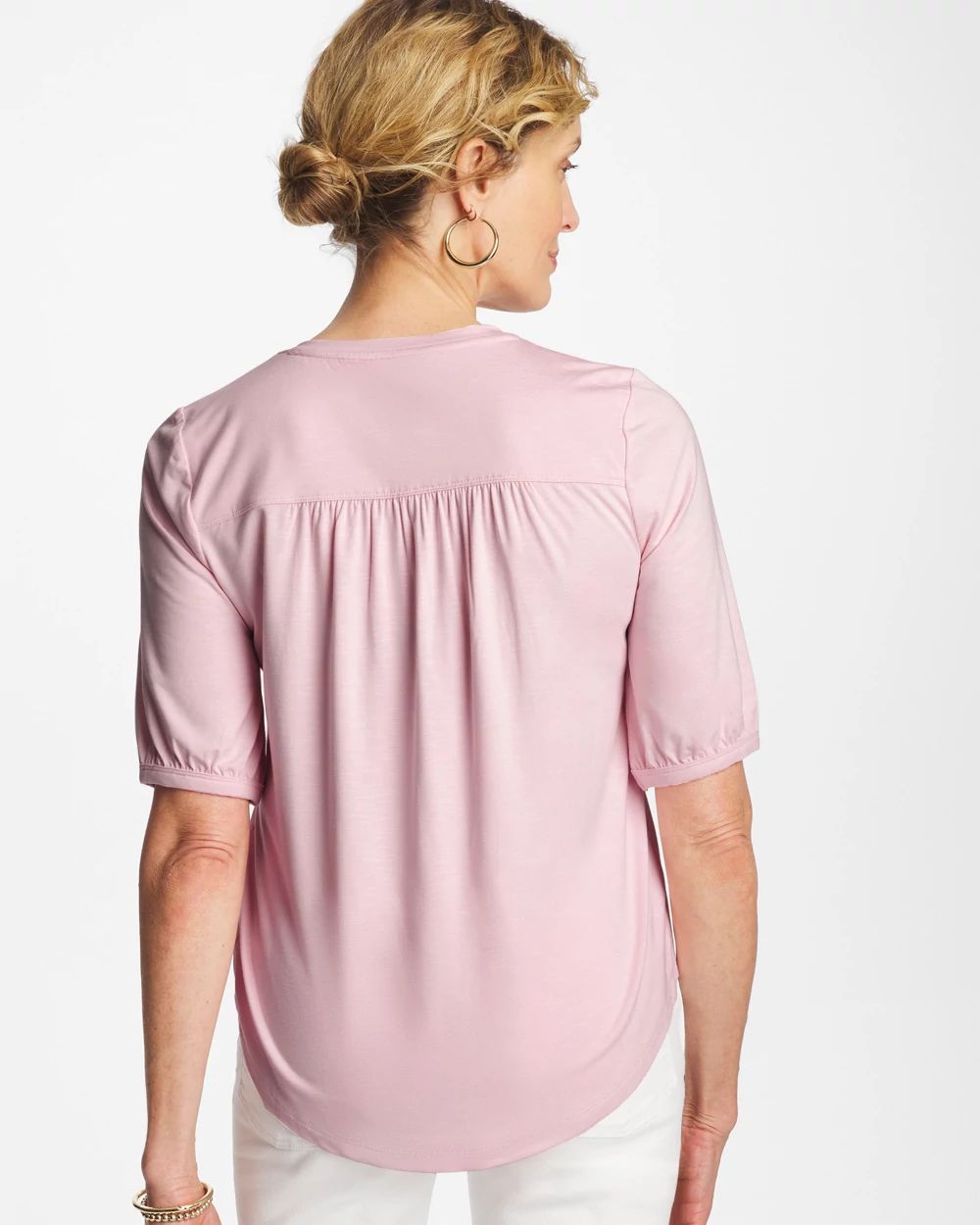 Shirred Elbow Sleeve Tee