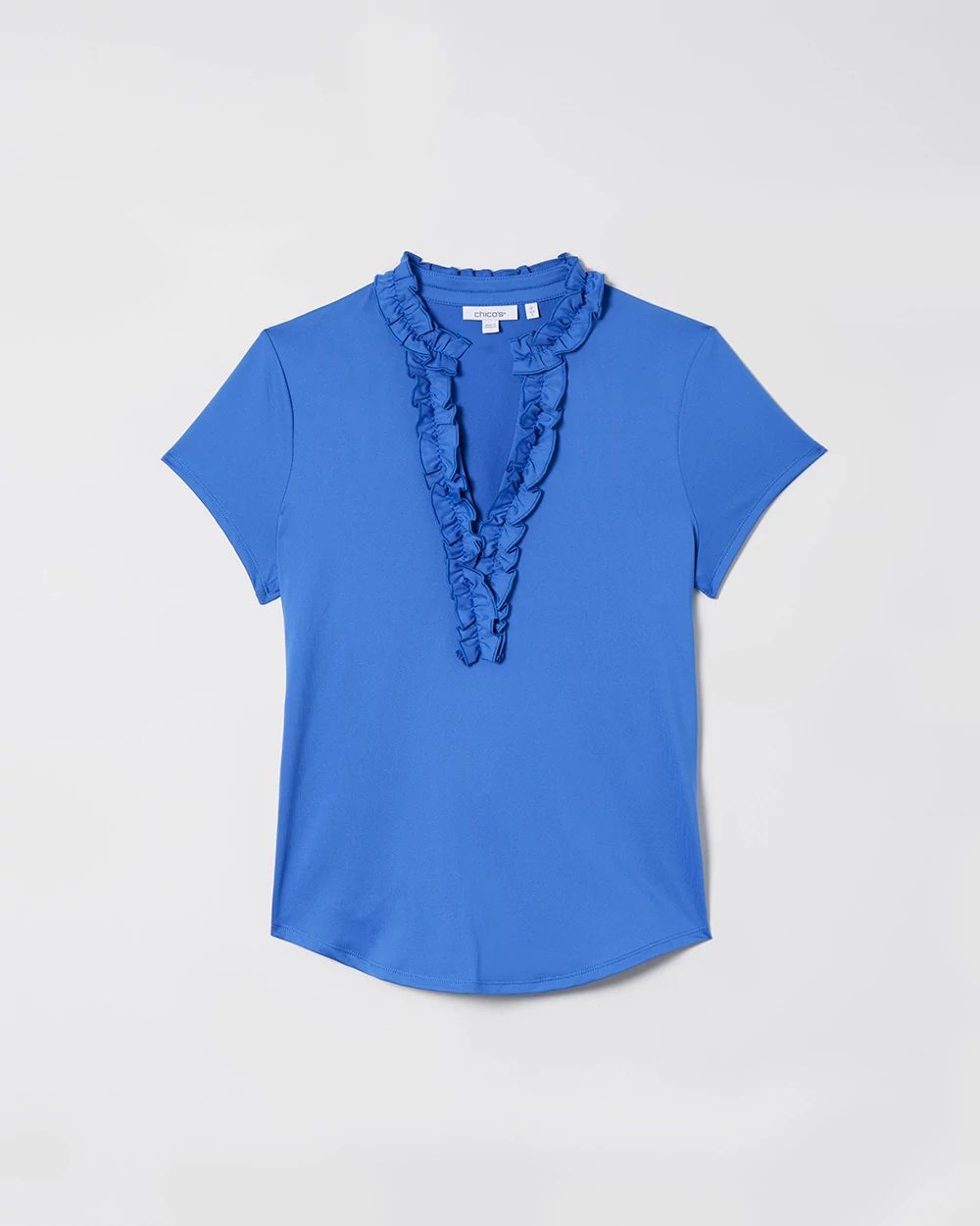 Zenergy® UPF Blue Ruffle Neck Top