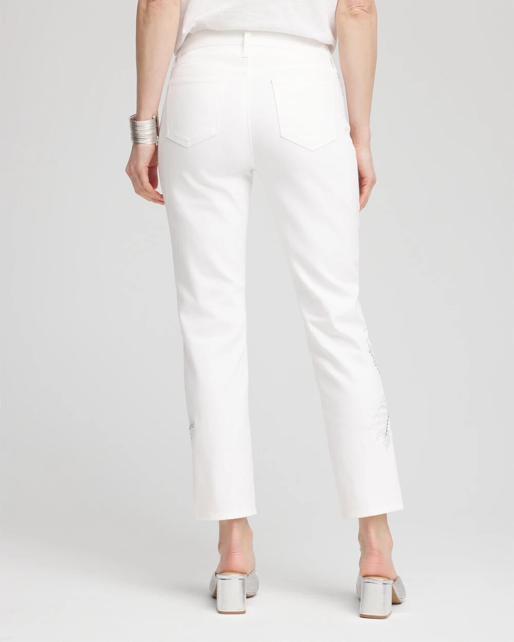 Girlfriend Embellished Cropped Jeans