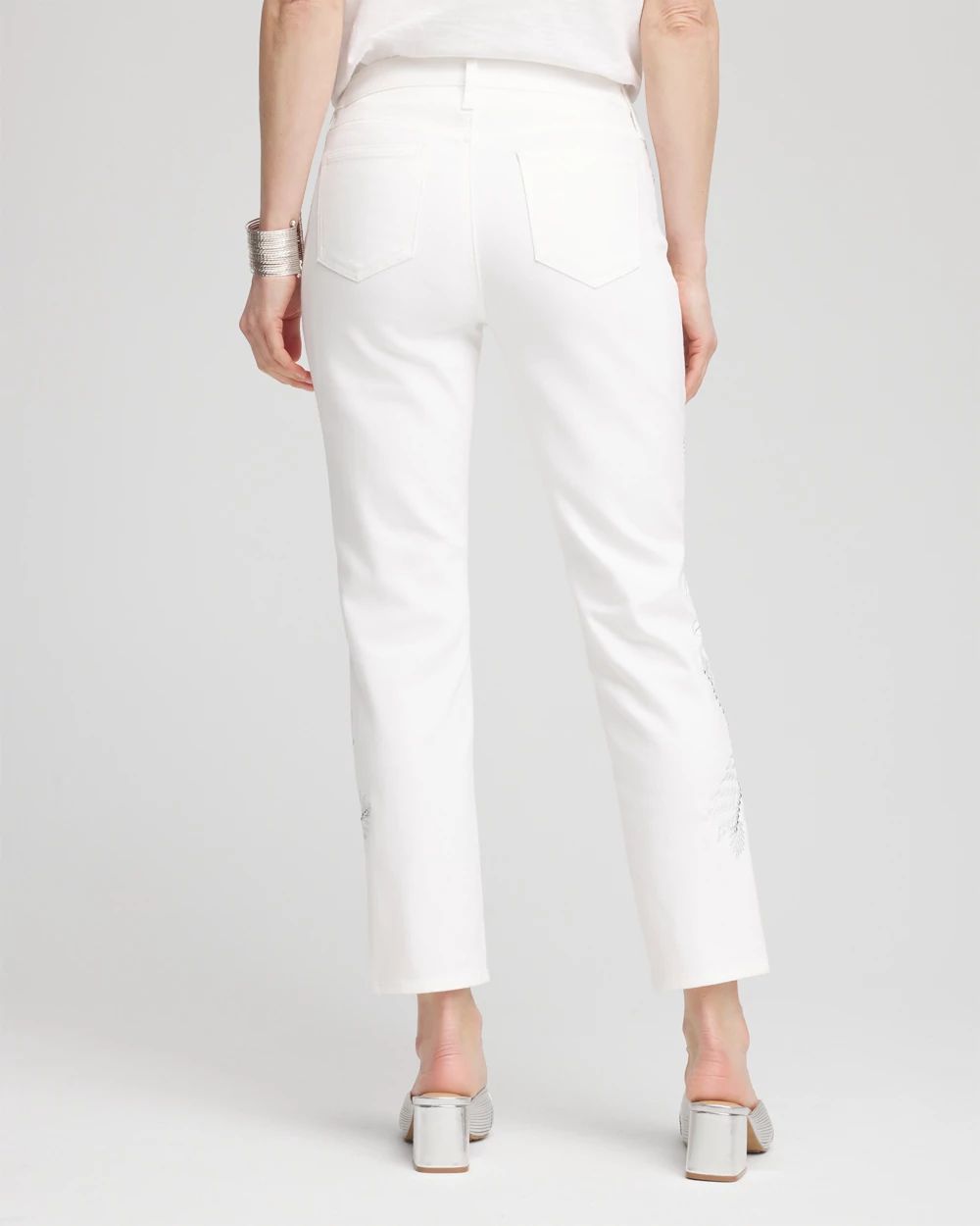 Girlfriend Embellished Cropped Jeans