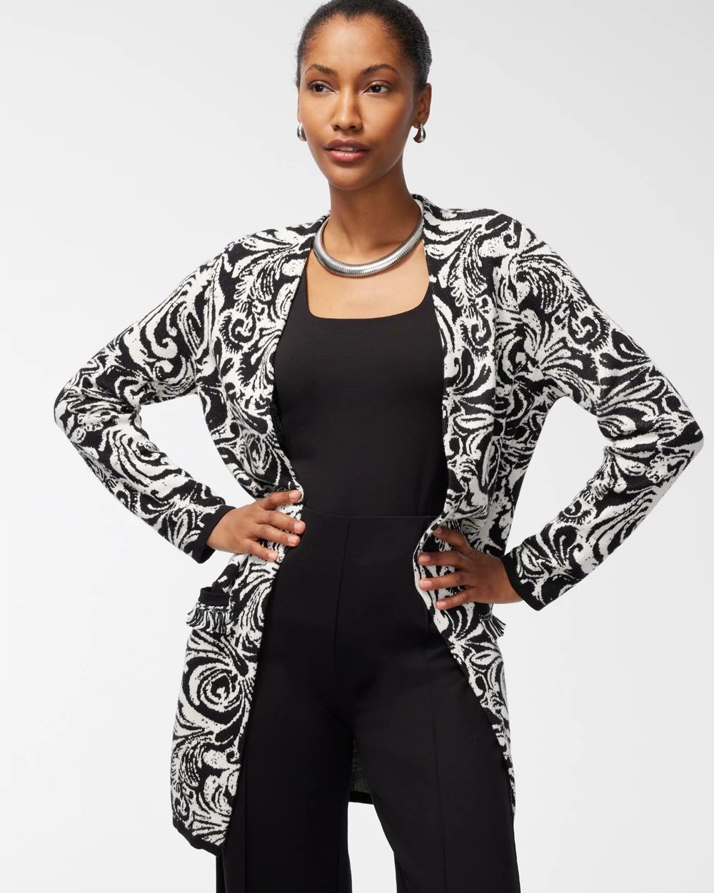 Textured Tiles Maxi Cardigan