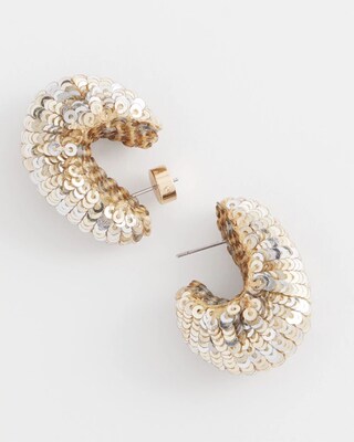 No Droop™ Neutral Sequin Huggie Earrings