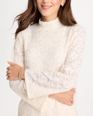 Lace Knit Long Sleeve Top click to view larger image.