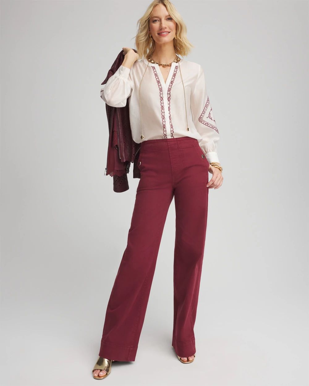 Pull-On Wide-Leg Jeans