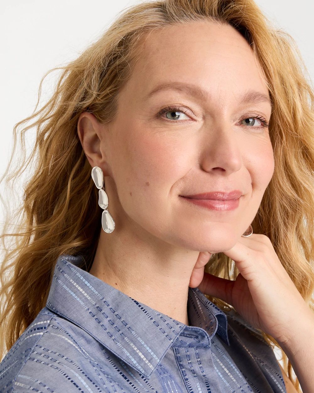 Silvertone Linear Drop Earrings