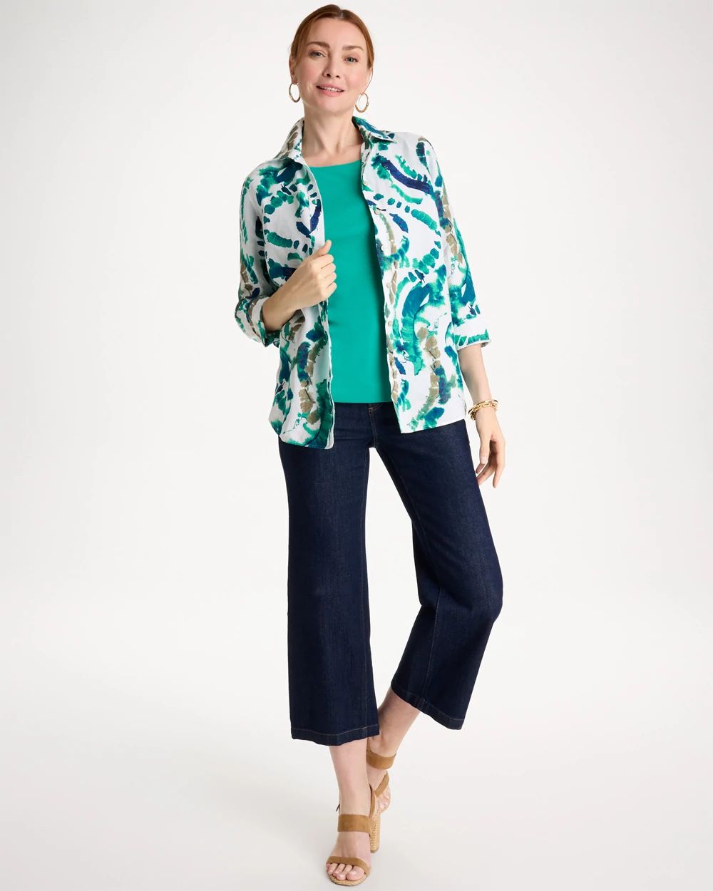 Printed No Iron Linen Shirt click to view larger image.