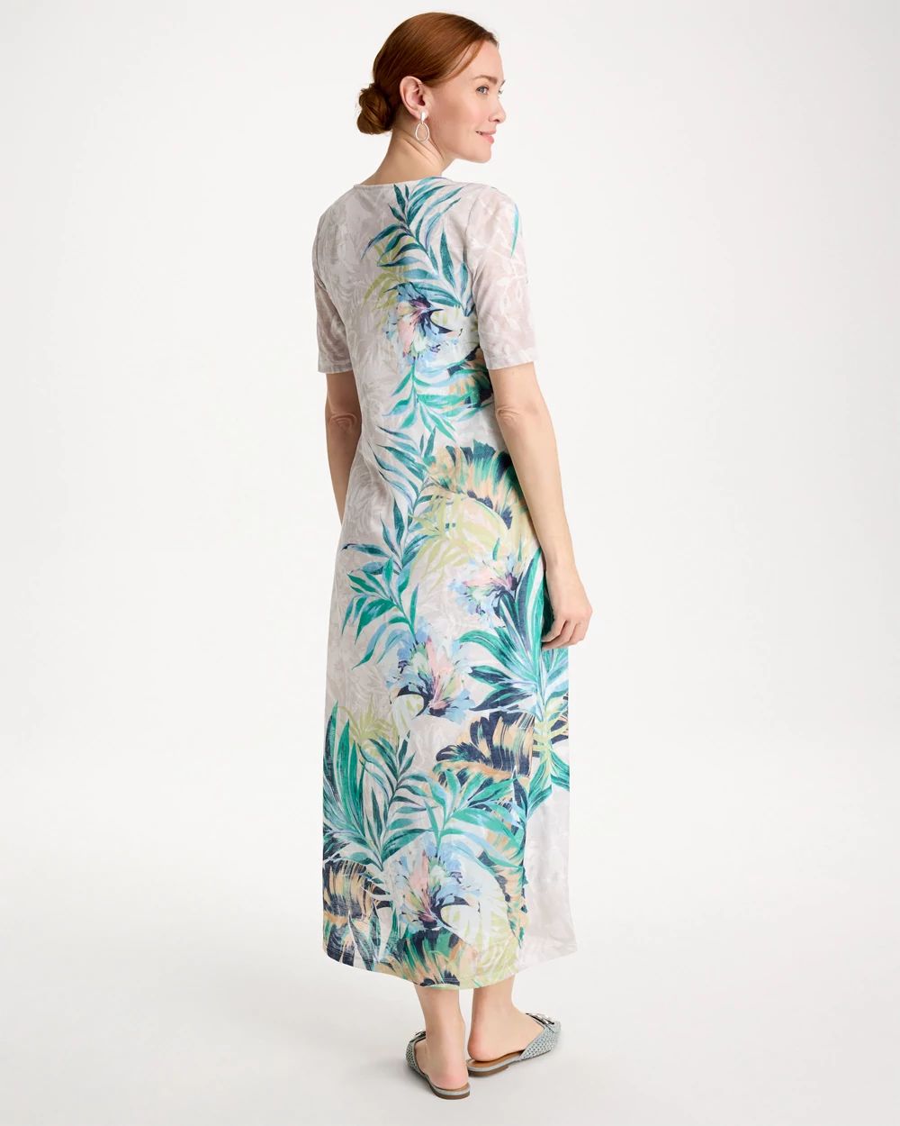 Jersey Knit Tropical Maxi Dress click to view larger image.