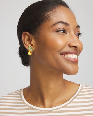 No Droop® Agate Stone Pineapple Stud Earrings click to view larger image.