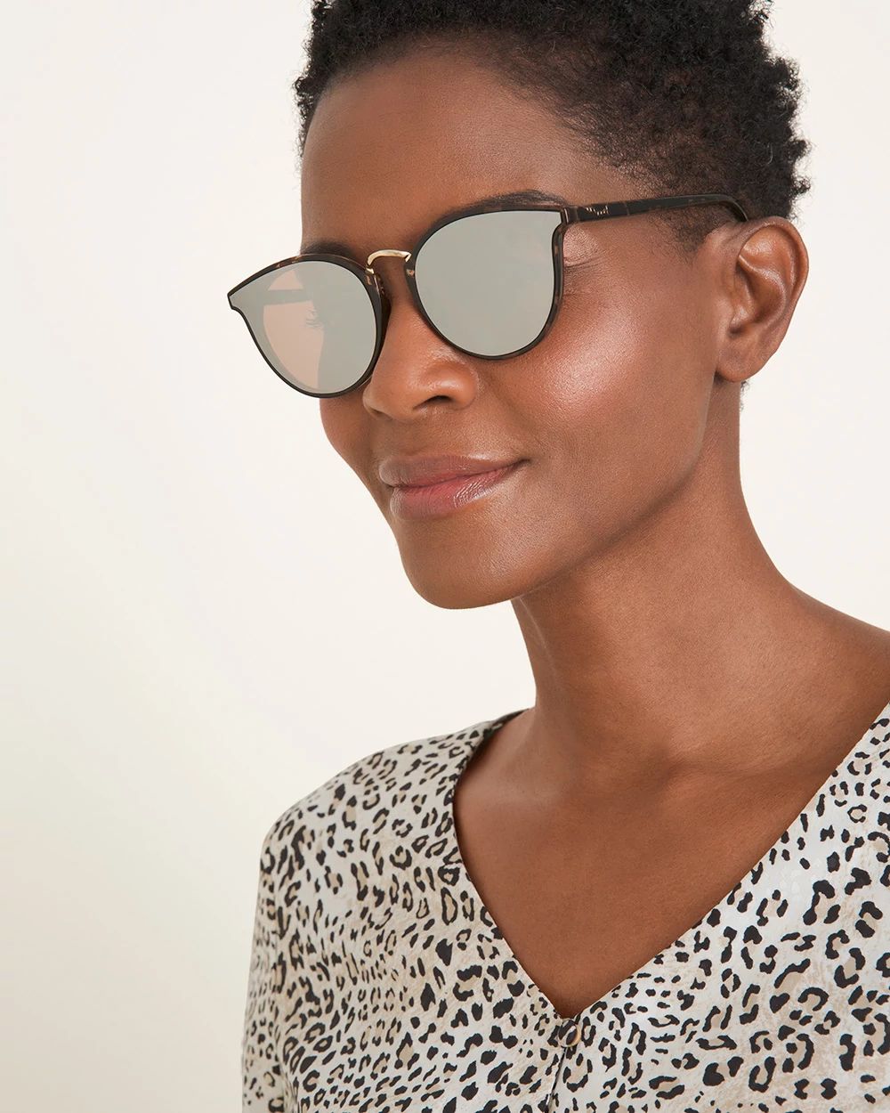 Faux-Tortoiseshell Round Sunglasses