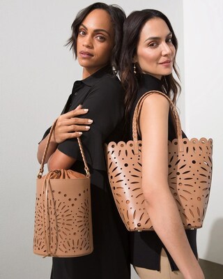 Tan Laser Cut Leather Tote
