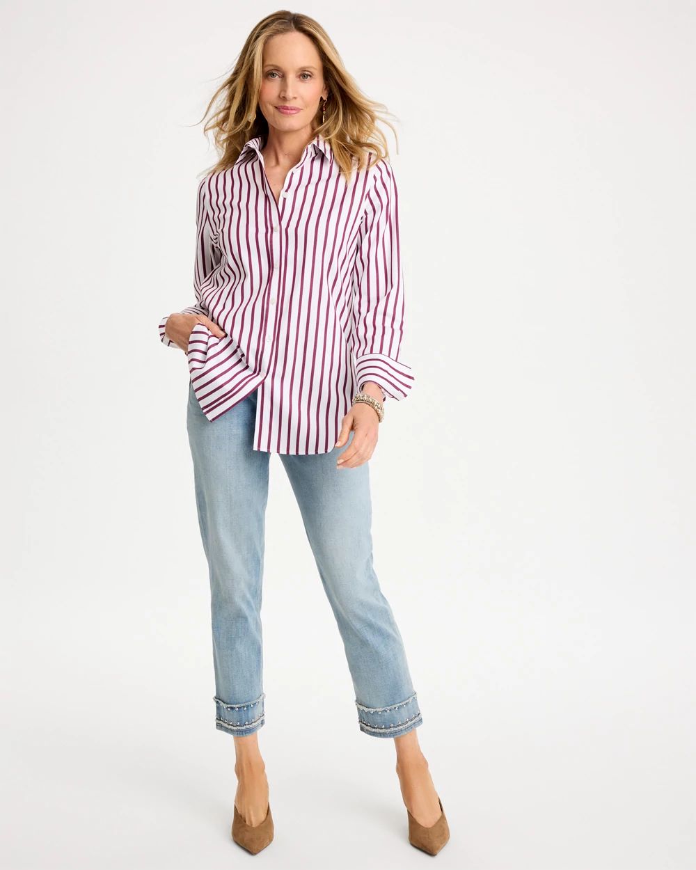 Striped No Iron™ Stretch Shirt click to view larger image.