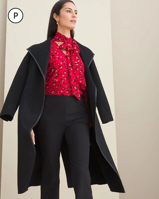 Petite Printed Bow Blouse