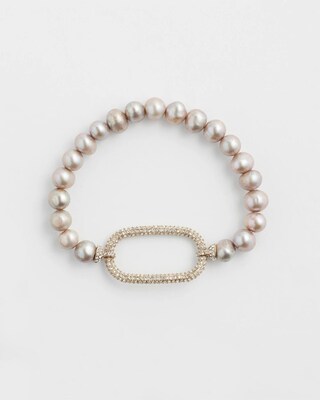 Fresh Water Pearl Pavé Stretch Bracelet