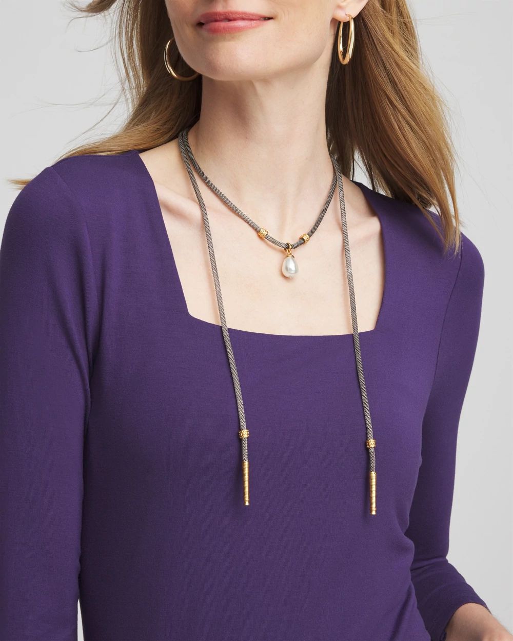 Silver Lariat Adjustable Necklace