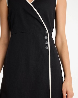 Petite Sleeveless Surplice Linen Dress click to view larger image.