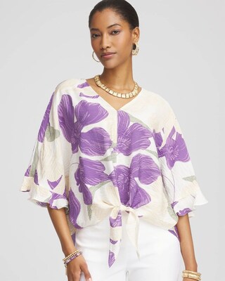 Ecovero™ Tie-Front Frill Sleeve Blouse