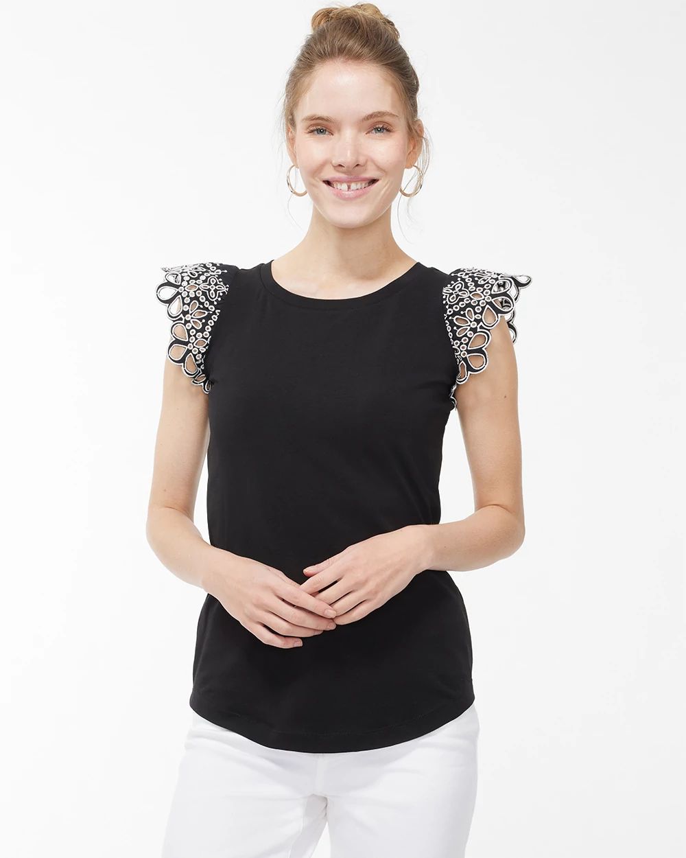 Eyelet Cap Sleeve Tee