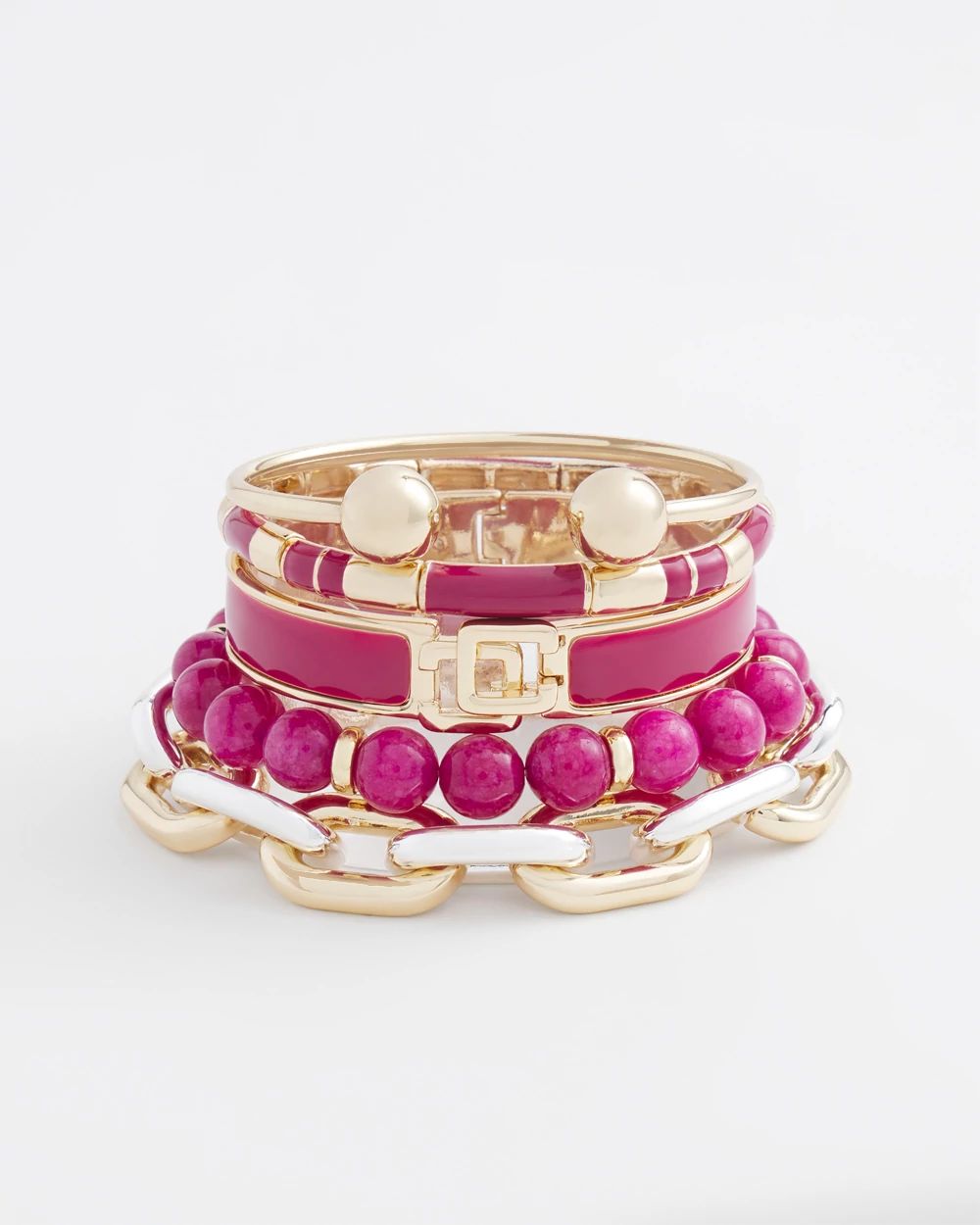 Magenta Colorblock Stretch Bracelet