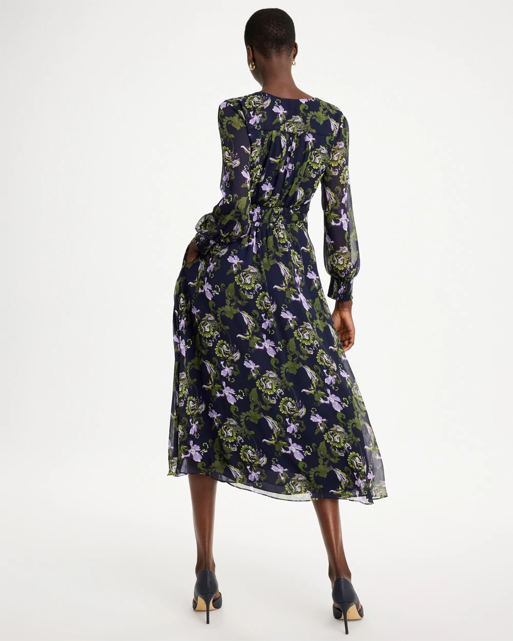 Crinkle Chiffon Surplice Maxi Dress