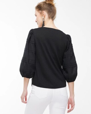 Linen Detailed Sleeve Top