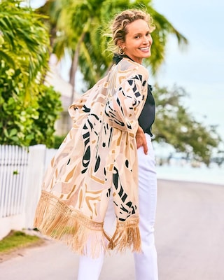 Woven Long Fringed Kimono