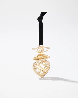 Gold Tone Heart Eye Ornament