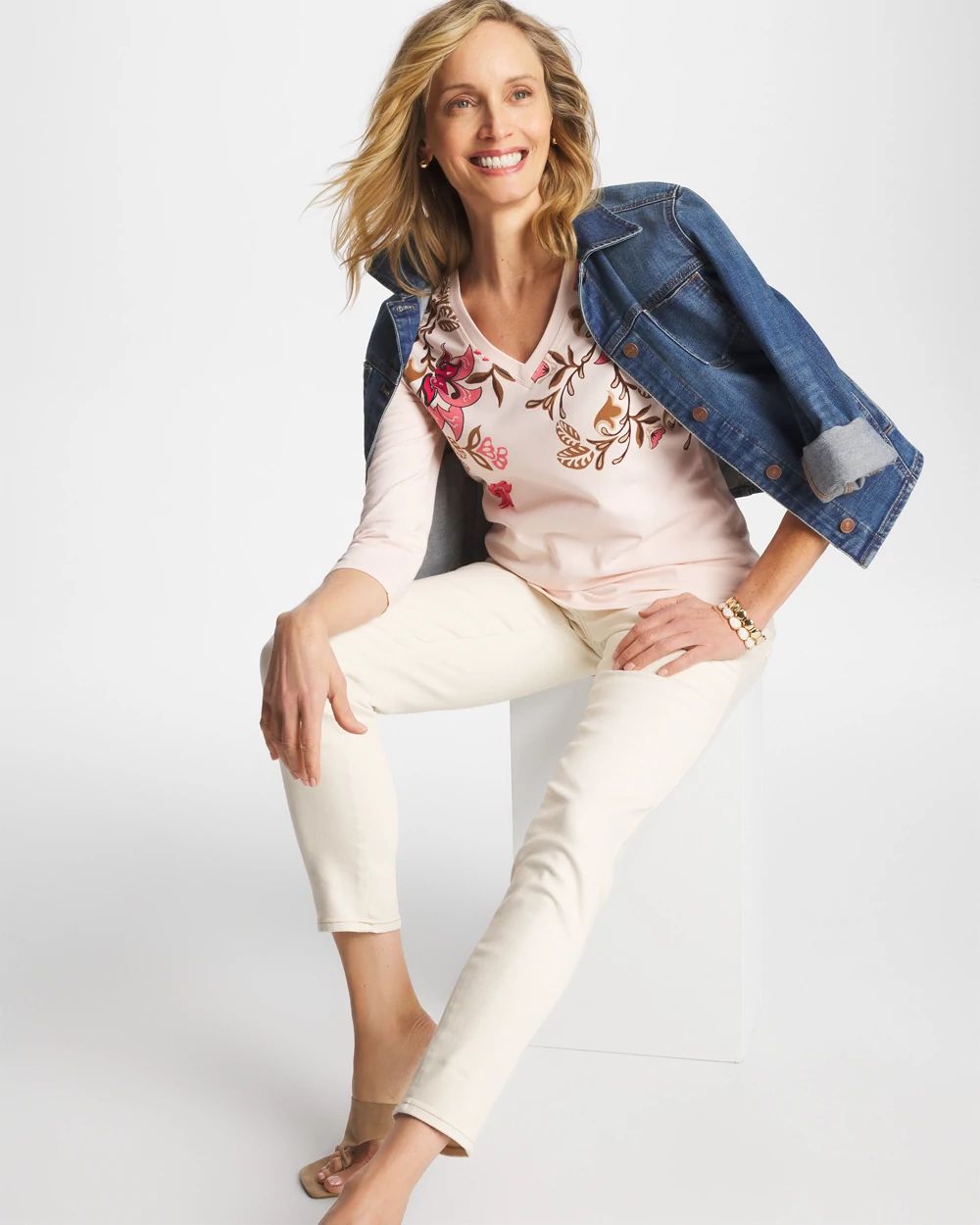 Stretch-Cotton 3/4 Sleeve Perfect Tee