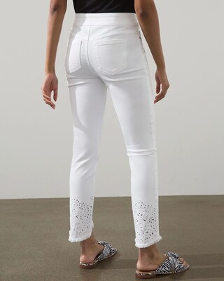 Eyelet Hem Pull-On Ankle Jeggings
