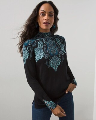 Paisley Mock Neck Sweater