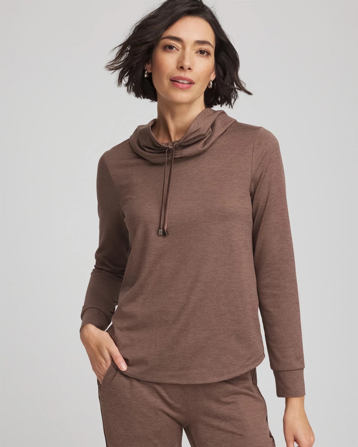 Chico's Cloud Cowlneck Top In Walnut In Brown