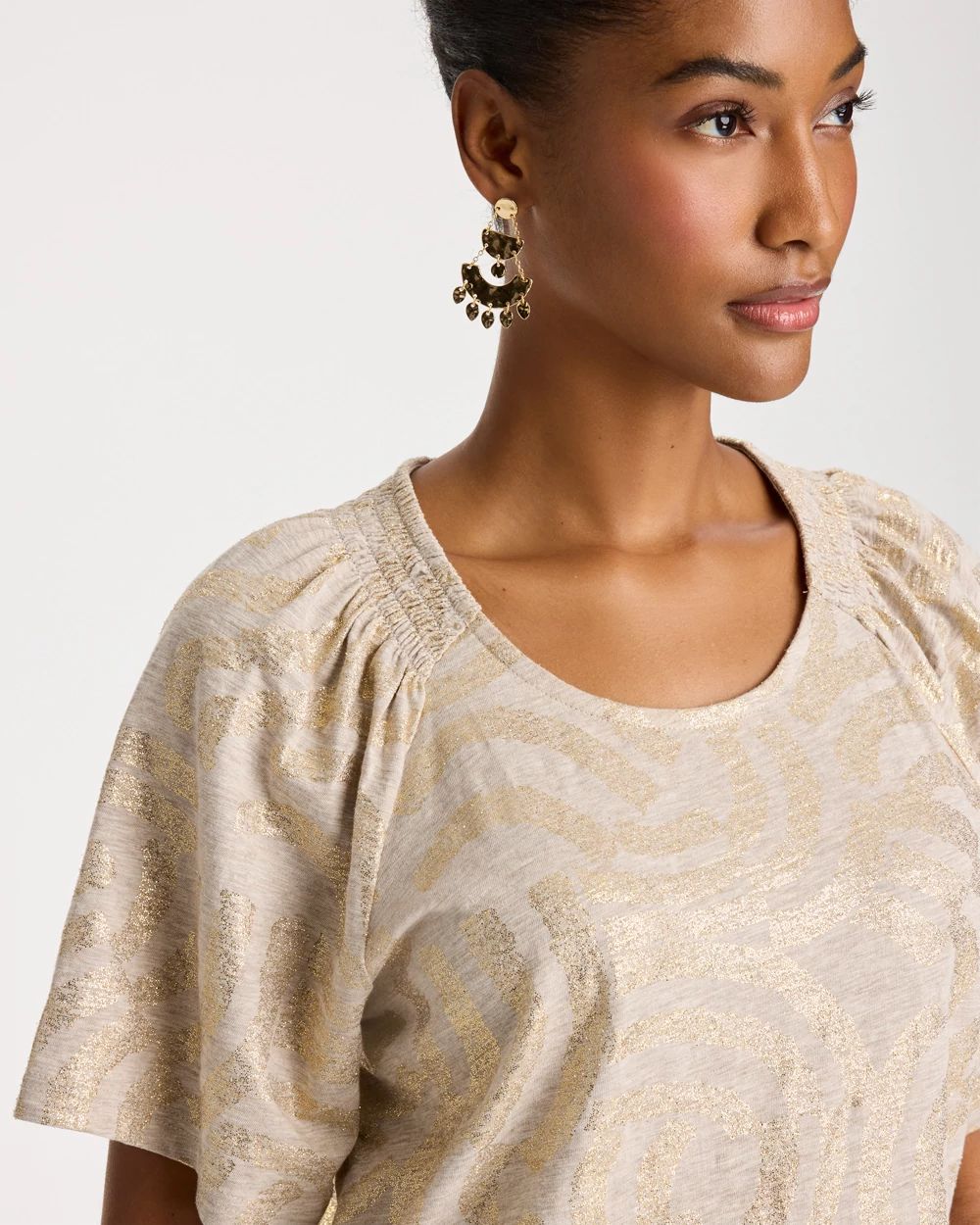 Cotton Foiled Shirred Tee click to view larger image.