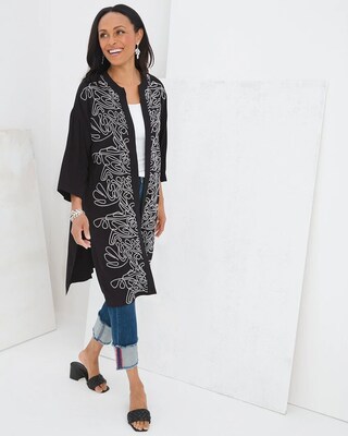 French-Knot Embroidered Kimono