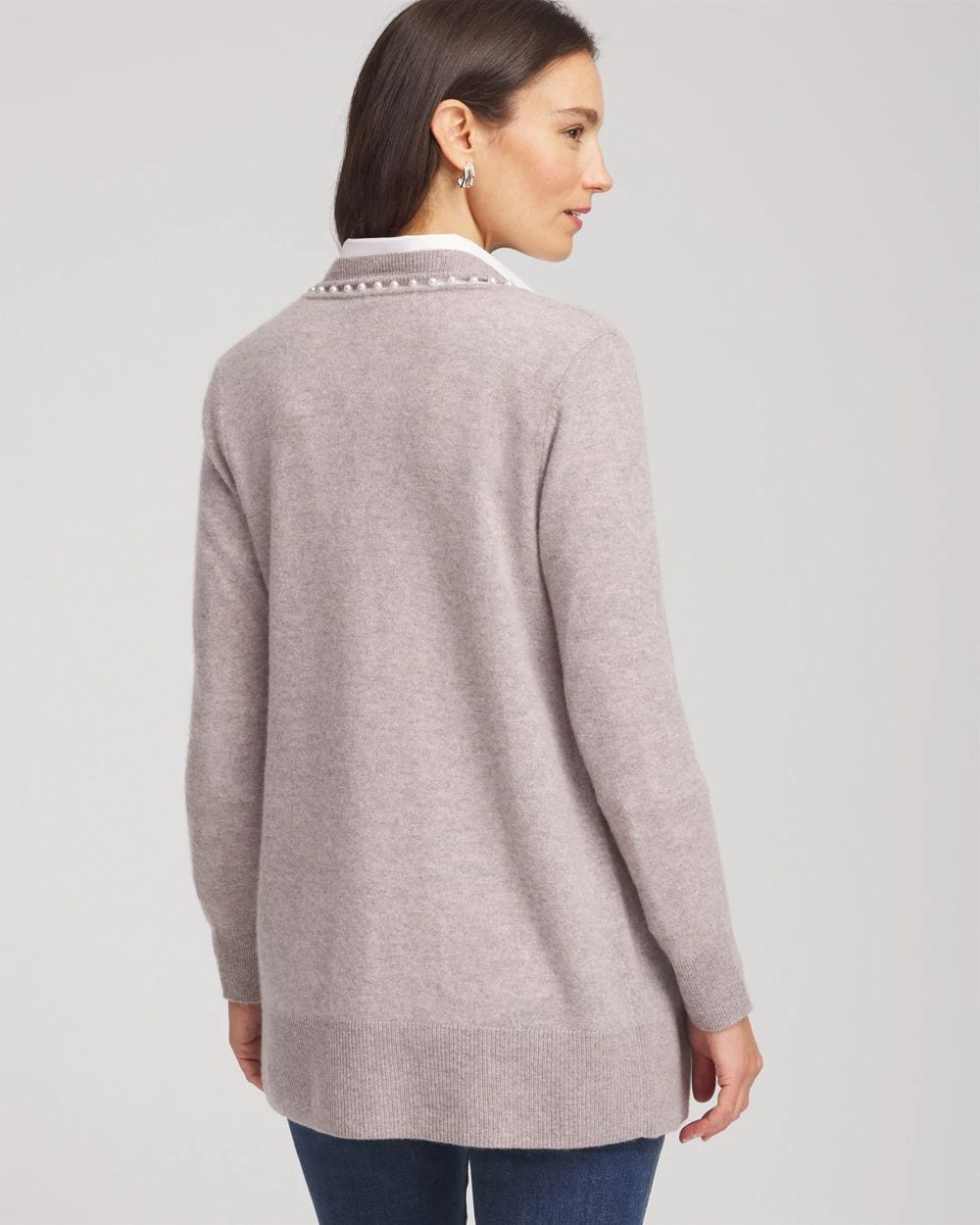 Cashmere Pearl-Trim Cardigan