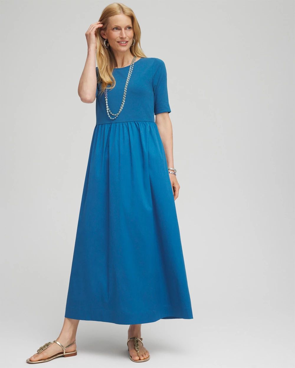 Knit Woven Mix Maxi Dress