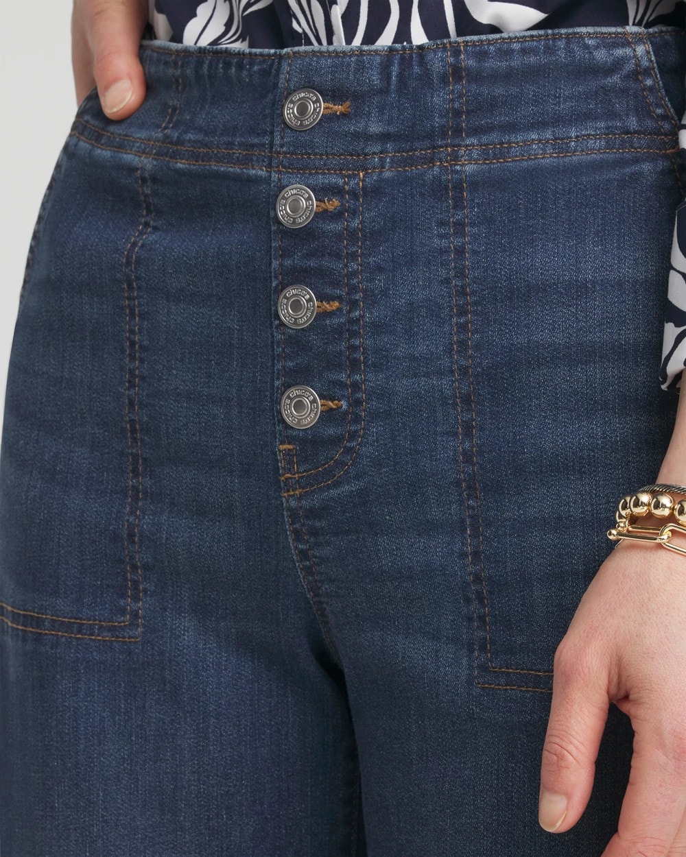 Pull-on Wide Leg Cropped Jeans