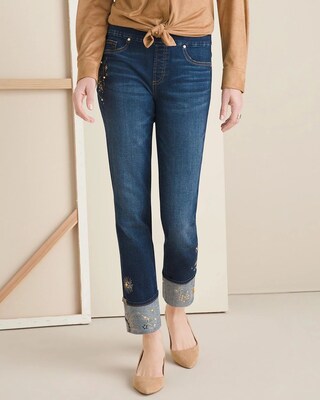Embellished Pull-On Ankle Jeggings