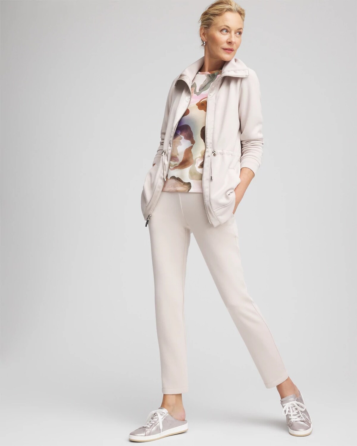 Chico's Scuba Tapered Ankle Pants In Taupe In Brown