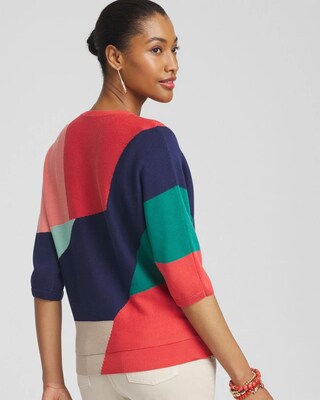 Colorblock Intarsia Pullover Sweater