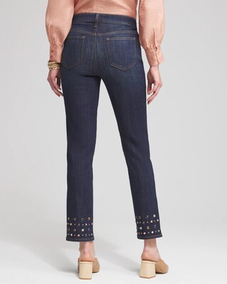 Girlfriend Rivet Detail Ankle Jeans