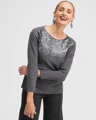 Sequin Ombre Pullover Sweater