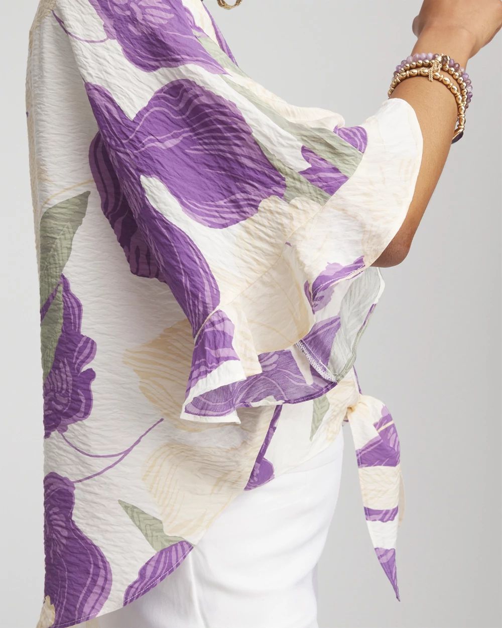 Ecovero™ Tie-Front Frill Sleeve Blouse