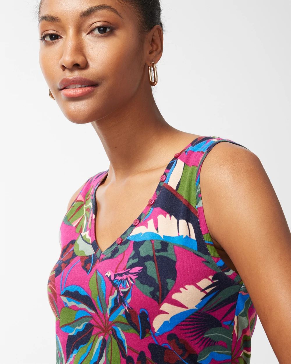 Jungle Print Everyday Button Tank