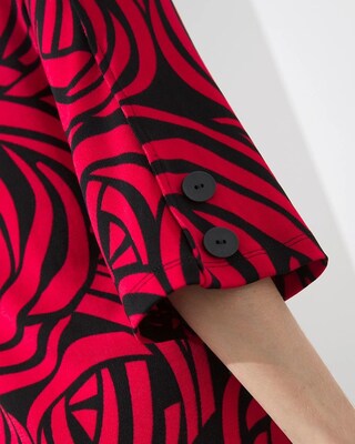 Travelers Print Button Sleeve Tunic