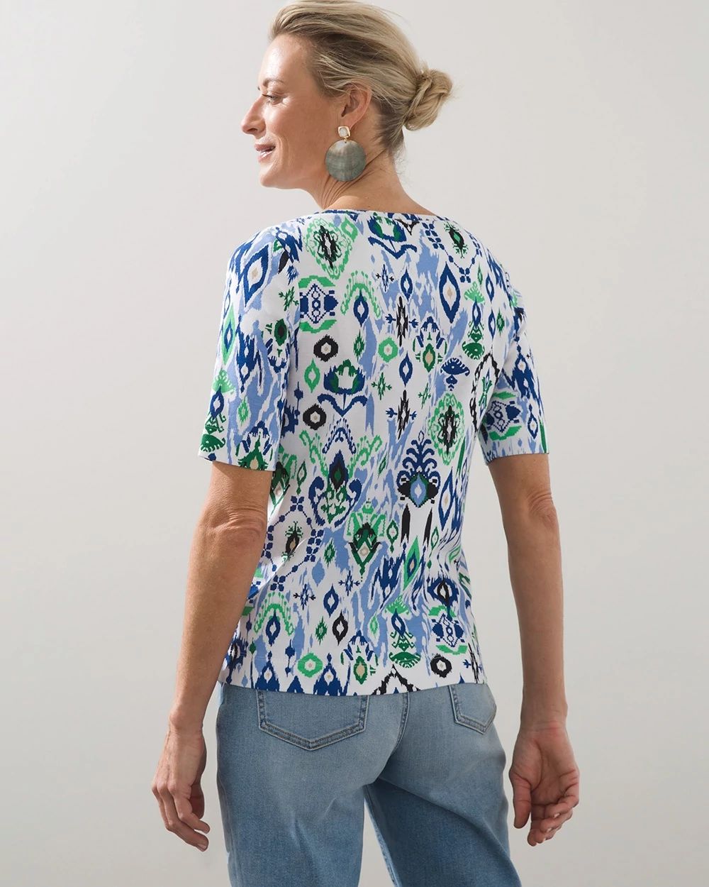 Ikat Pima Elbow Sleeve Tee
