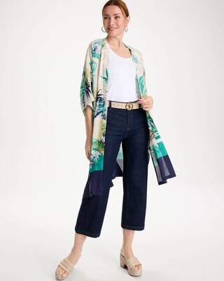 Printed Smocked Long Kimono click to view larger image.