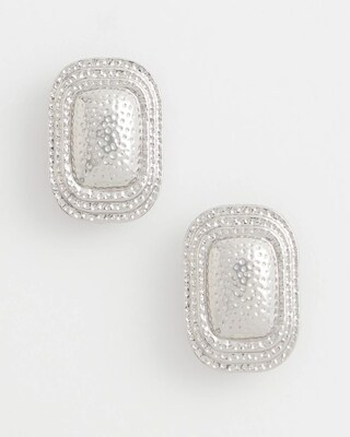 No Droop® Silvertone Square Clip-On Earrings click to view larger image.