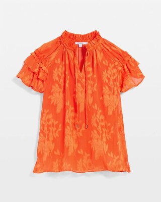 Chiffon Ruffle Neck Blouse click to view larger image.