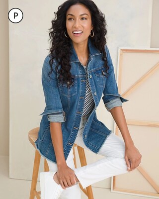Petite Fray-Hem Denim Jacket